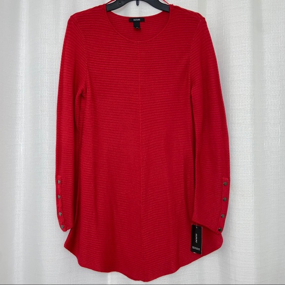 ALFANI Ribbed Snap-Detail Sweater - Picture 2 of 4